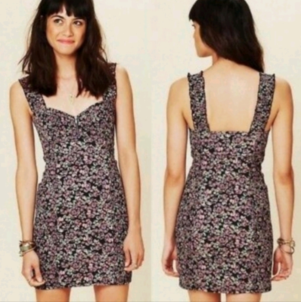 Free People Intimately Free Mini Smocked Printed Bodycon Dress Sz S - Picture 1 of 9